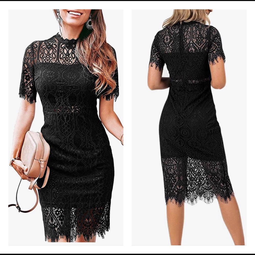 NWT High Neck Floral Lace Elegant Cocktail Dress